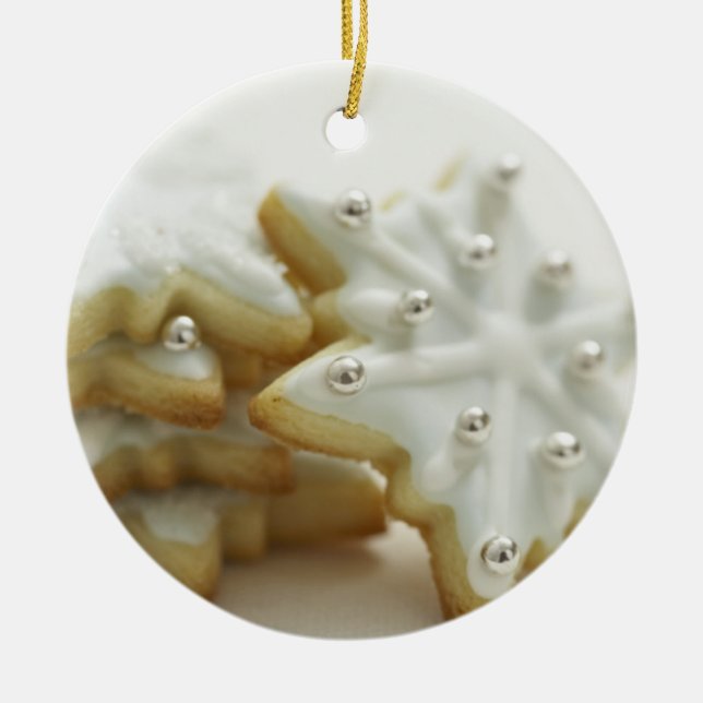 Ornamento De Cerâmica Cookies Snowflake (Frente)