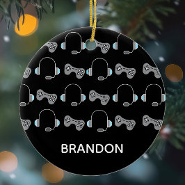 Ornamento De Cerâmica Cool Gamer Personalized Gaming Pattern Christmas