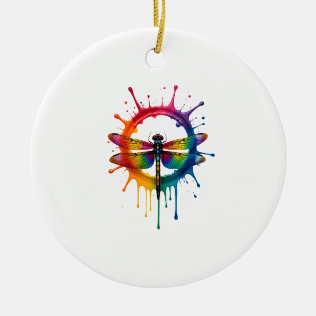 Ornamento De Cerâmica Cool Graphic Tie Dye Sunglasses Dragonfly Illustra (Frente)