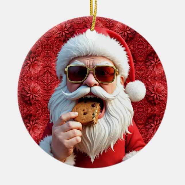 Ornamento De Cerâmica Cool Santa Claus (Frente)