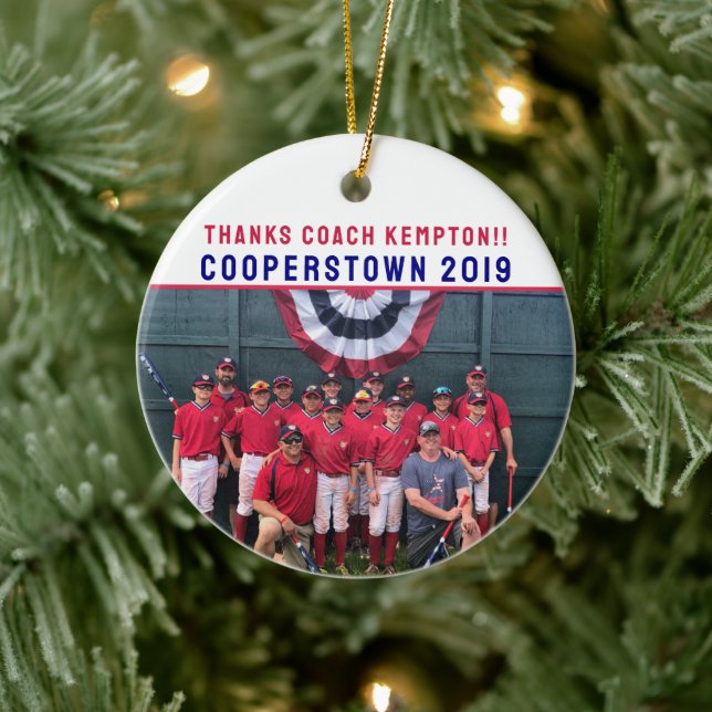 Ornamento De Cerâmica Cooperstown Coach Gift Team Photo Week Highlights (Árvore)