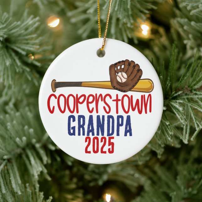 Ornamento De Cerâmica Cooperstown Grandpa Gramps Baseball Special Note (Árvore)