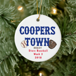Ornamento De Cerâmica Cooperstown NY Baseball Custom Facts Ball Mitt