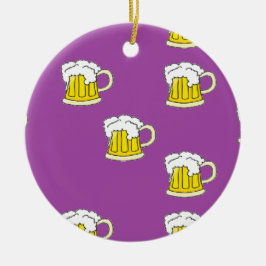 Ornamento De Cerâmica Copo de cerveja espumante em roxo