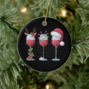 Ornamento De Cerâmica Copo de vinho do Papai Noel de Natal Temporada de