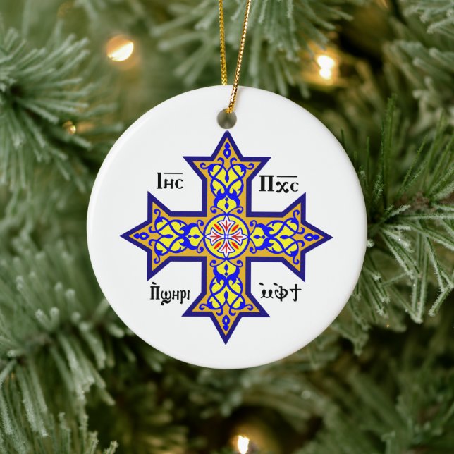 Ornamento De Cerâmica Coptic cross (Árvore)