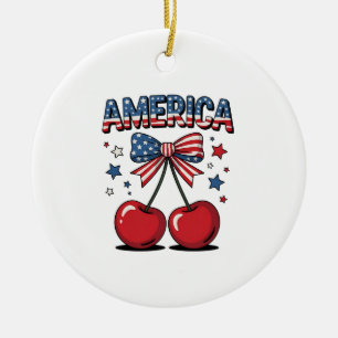 Ornamento De Cerâmica Coquete Americana Arco Cereja Estética Bandeira EU