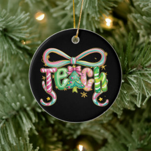 Ornamento De Cerâmica Coquete Preparada Ensina Natal Professora Feriado 