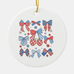 Ornamento De Cerâmica Coquette Arco 4 De Julho Patriótico Americano