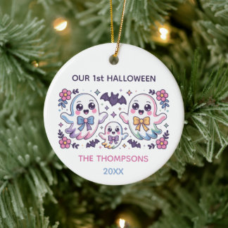Ornamento De Cerâmica Coquette Boo Personalizado - Halloween