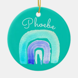 Ornamento De Cerâmica Cor d'água do amor do arco-íris azul