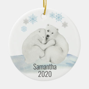Ornamento De Cerâmica Cor d'água do Cubo do Urso Polar Personalizado