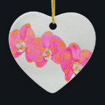 Ornamento De Cerâmica Cor d'água rosa Orquídea pintura floral tropical<br><div class="desc">Pintura floral romântica de aquarela tropical. Arte original,  orquídeas cor-de-rosa e laranja.</div>