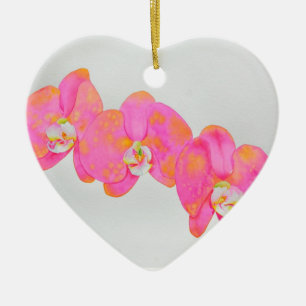 Ornamento De Cerâmica Cor d'água rosa Orquídea pintura floral tropical