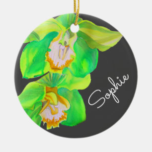 Ornamento De Cerâmica Cor de água da flor da orquídea moderna Nome de
