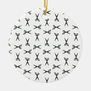Ornamento De Cerâmica COR DE FUNDO PERSONALIZADA DA Barbearia de Tesoura