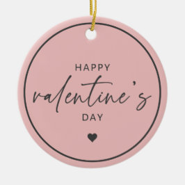 Ornamento De Cerâmica Cor-de-rosa-pincel do Feliz dia de os namorados el