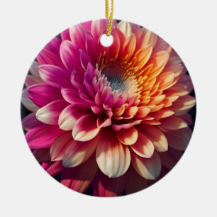Ornamento De Cerâmica Cor-de-rosa-rosa-branca-rosa-azul-dália Flor