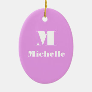 Ornamento De Cerâmica Cor Sólido Inicial do Nome Personalizado