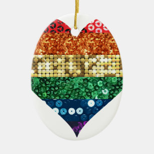 Ornamento De Cerâmica coração arco-íris lgbt