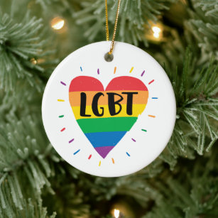 Ornamento De Cerâmica Coração Arco-Íris LGBT