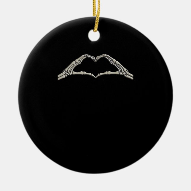 Ornamento De Cerâmica Coração Ativo Mãos Ósseas (Frente)