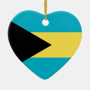 Ornamento De Cerâmica Coração da bandeira de Bahamas