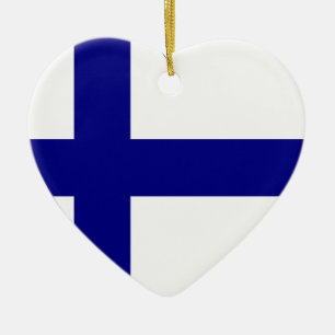 Ornamento De Cerâmica Coração da bandeira de Finlandia