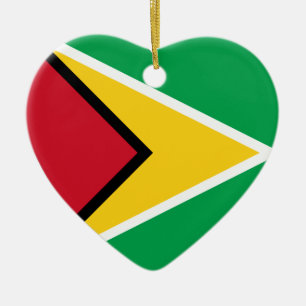 Ornamento De Cerâmica Coração da bandeira de Guyana