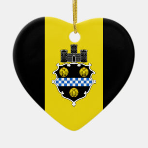 Ornamento De Cerâmica Coração da bandeira de Pittsburgh