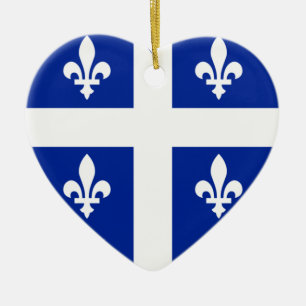 Ornamento De Cerâmica Coração da bandeira de Quebeque