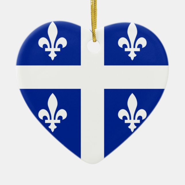 Ornamento De Cerâmica Coração da bandeira de Quebeque (Frente)