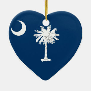 Ornamento De Cerâmica Coração da bandeira de South Carolina