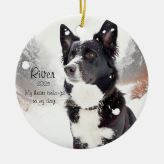Ornamento De Cerâmica Coração de Amante de Cachorro Personalizável Dito