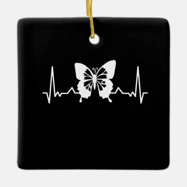 Ornamento De Cerâmica Coração de Borboleta (Frente)