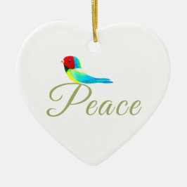 Ornamento De Cerâmica Coração de Férias Oração de Paz