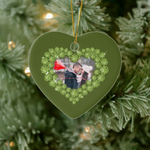 Ornamento De Cerâmica  Coração de fotos personalizada do aniversário 