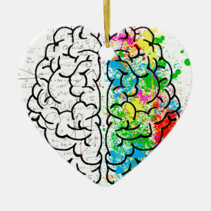 Ornamento De Cerâmica coração de ideia de psicologia da mente cerebral