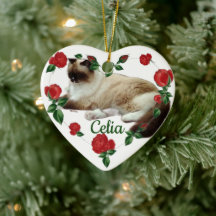 Coração de Natal Gato Personalizado Frente e Verso