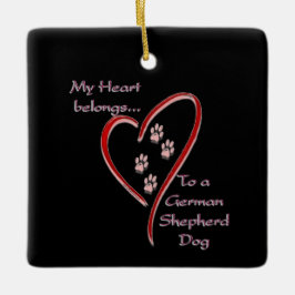 Ornamento De Cerâmica Coração do Cachorro german shepherd Pertence
