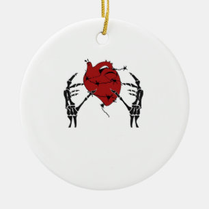Ornamento De Cerâmica Coração E Mãos - Mãos Corações De Esqueleto