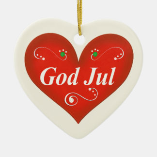 Ornamento De Cerâmica Coração escandinavo do Natal de julho do deus
