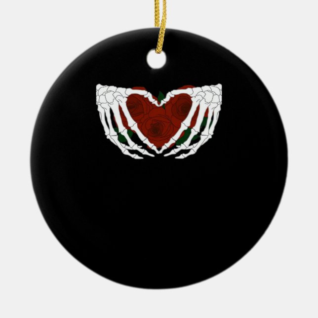 Ornamento De Cerâmica Coração Esqueletal (Frente)