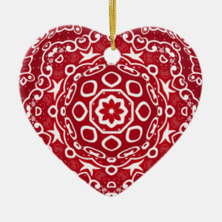 Ornamento De Cerâmica Coração Kaleidoscopic personalizado Ornament.1
