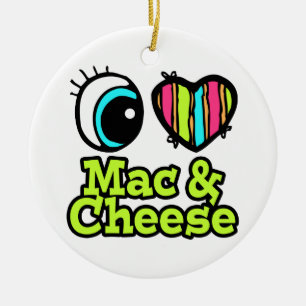 Ornamento De Cerâmica Coração Olho Brilhante Adoro Mac e Queijo