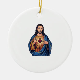 Ornamento De Cerâmica Coração Sagrado Gravura Vintage Vetor Religioso De