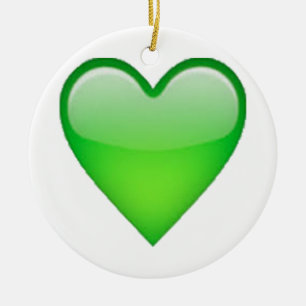 Ornamento De Cerâmica Coração Verde - Emoji