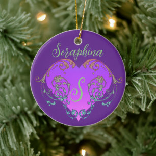 Ornamento De Cerâmica Coração Whimsical Personalizado