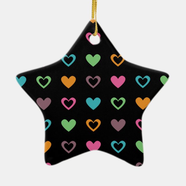Ornamento De Cerâmica corações coloridos (Verso)