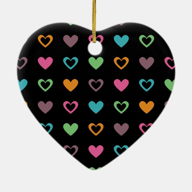 Ornamento De Cerâmica corações coloridos (Verso)